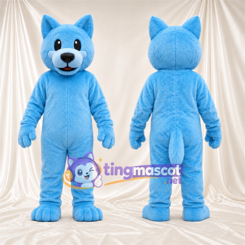 Costume de mascotte Chat – bleu – Oreilles pointues; Museau (blanc)
