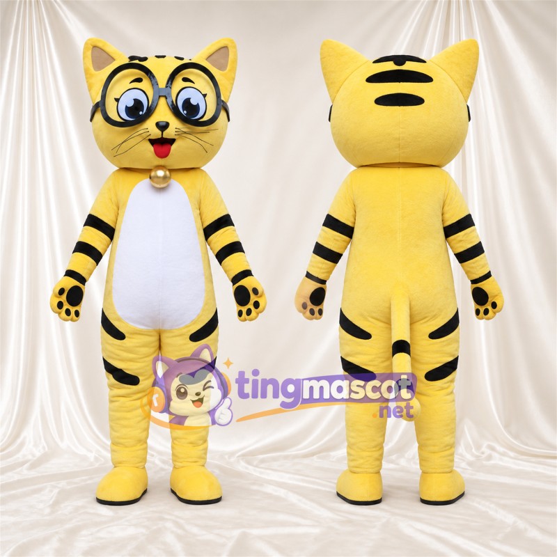 Costume de mascotte Tigre – jaune – Lunettes