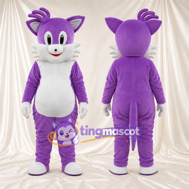 Costume de mascotte Chat – violet / blanc