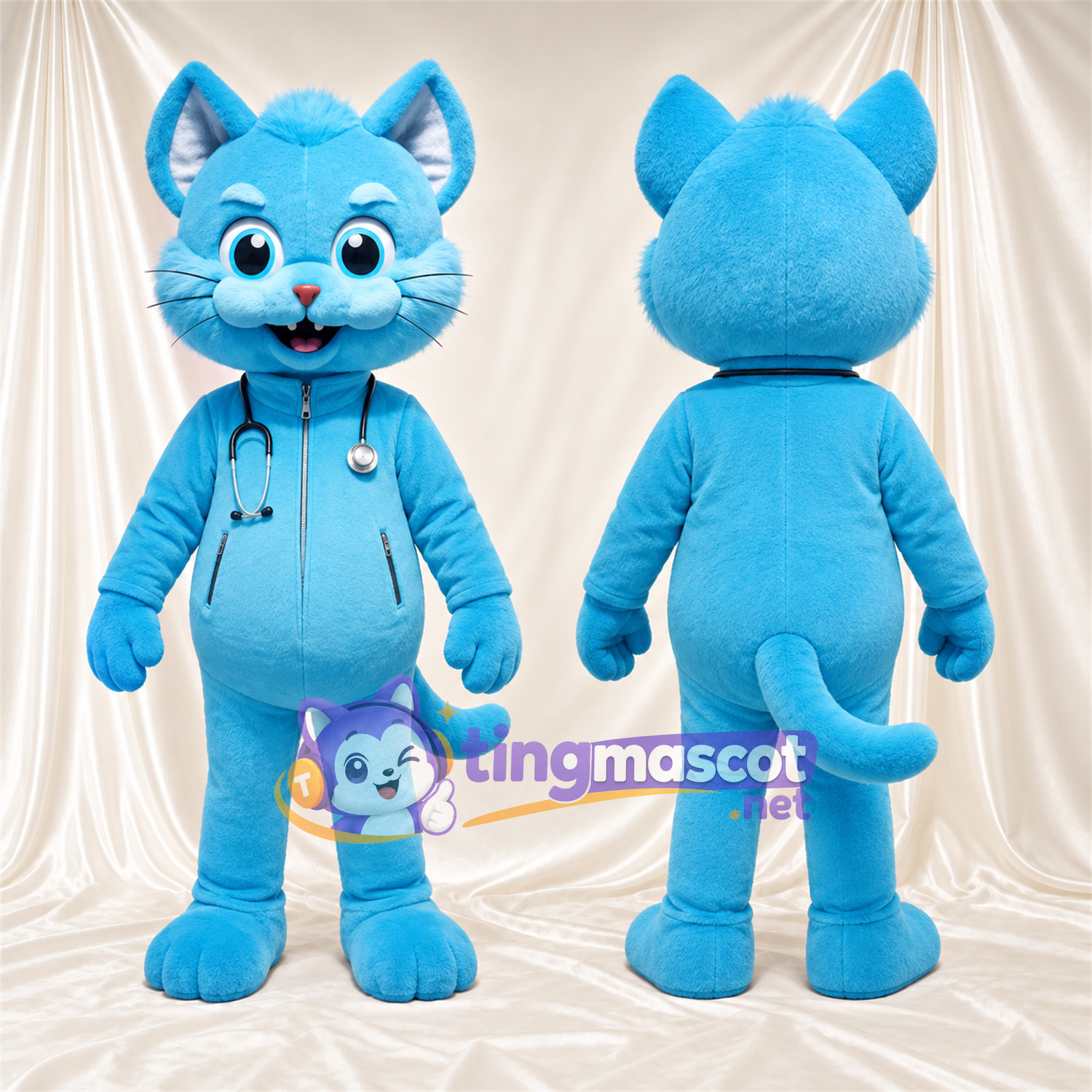 Costume de mascotte Chat – bleu – Survêtement (bleu) Costume de mascotte Chat – bleu – Survêtement (bleu)