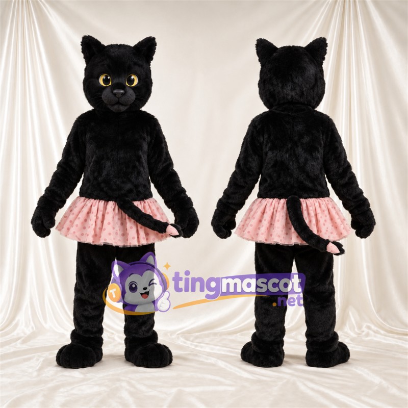 Costume de mascotte Chat – noir – Jupe (rose)