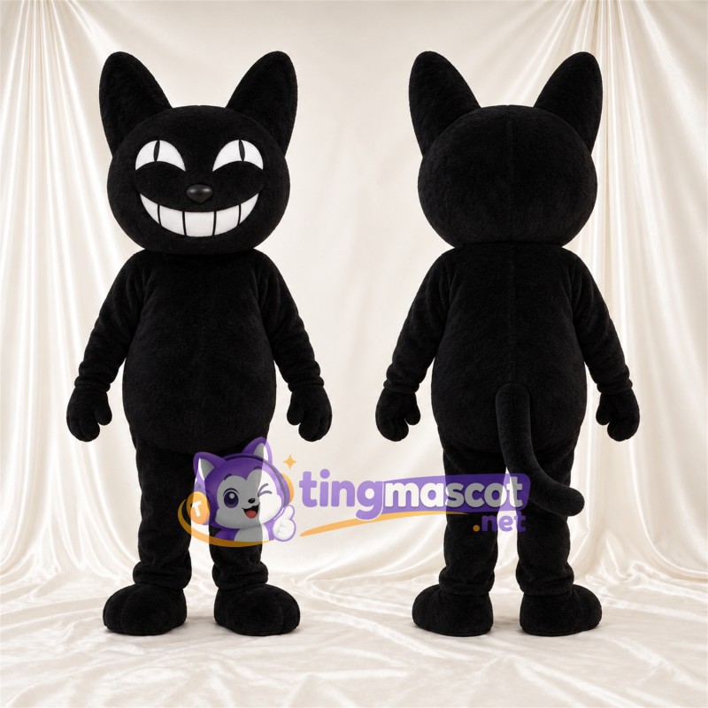 Costume de mascotte Chat – noir – Sourire avec dents; Tête