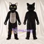 Black and Gray Cat Mascot Costume - Gray Belly and Pointed Fangs