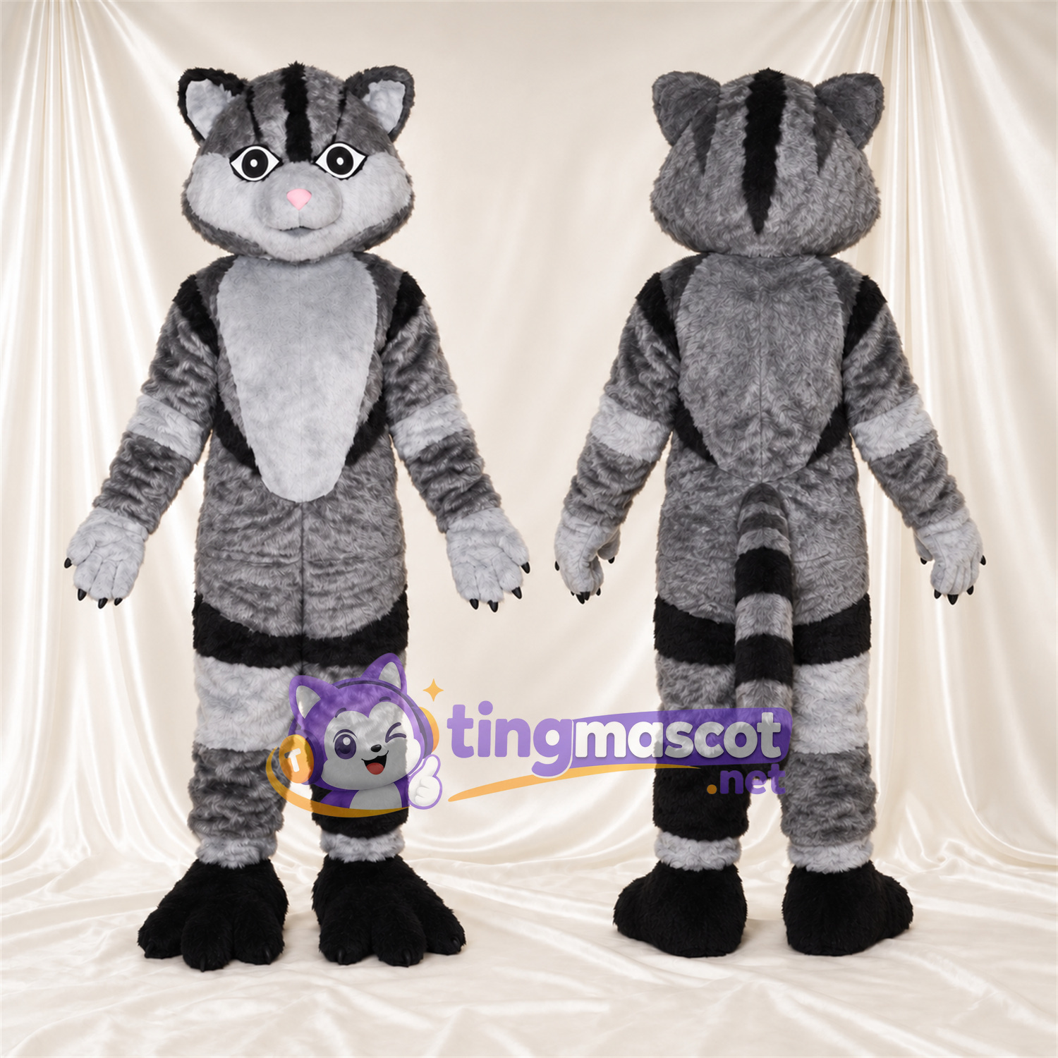 Costume de mascotte Raton laveur – gris / noir