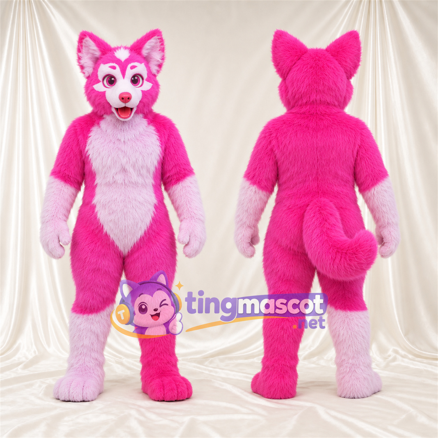 Maskottchenkostüm Hund – rosa / weiß Maskottchenkostüm Hund – rosa / weiß
