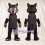 Black and Gray Wolf Mascot Costume - Black and White Sports Shirt