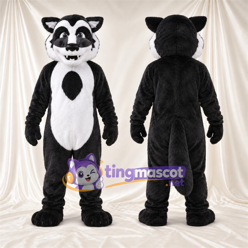 Black and White Raccoon Mascot Costume - White Belly and Black Eye Mask