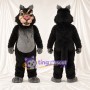 Black and Gray Wildcat Mascot Costume - Gray Belly and Green Eyes