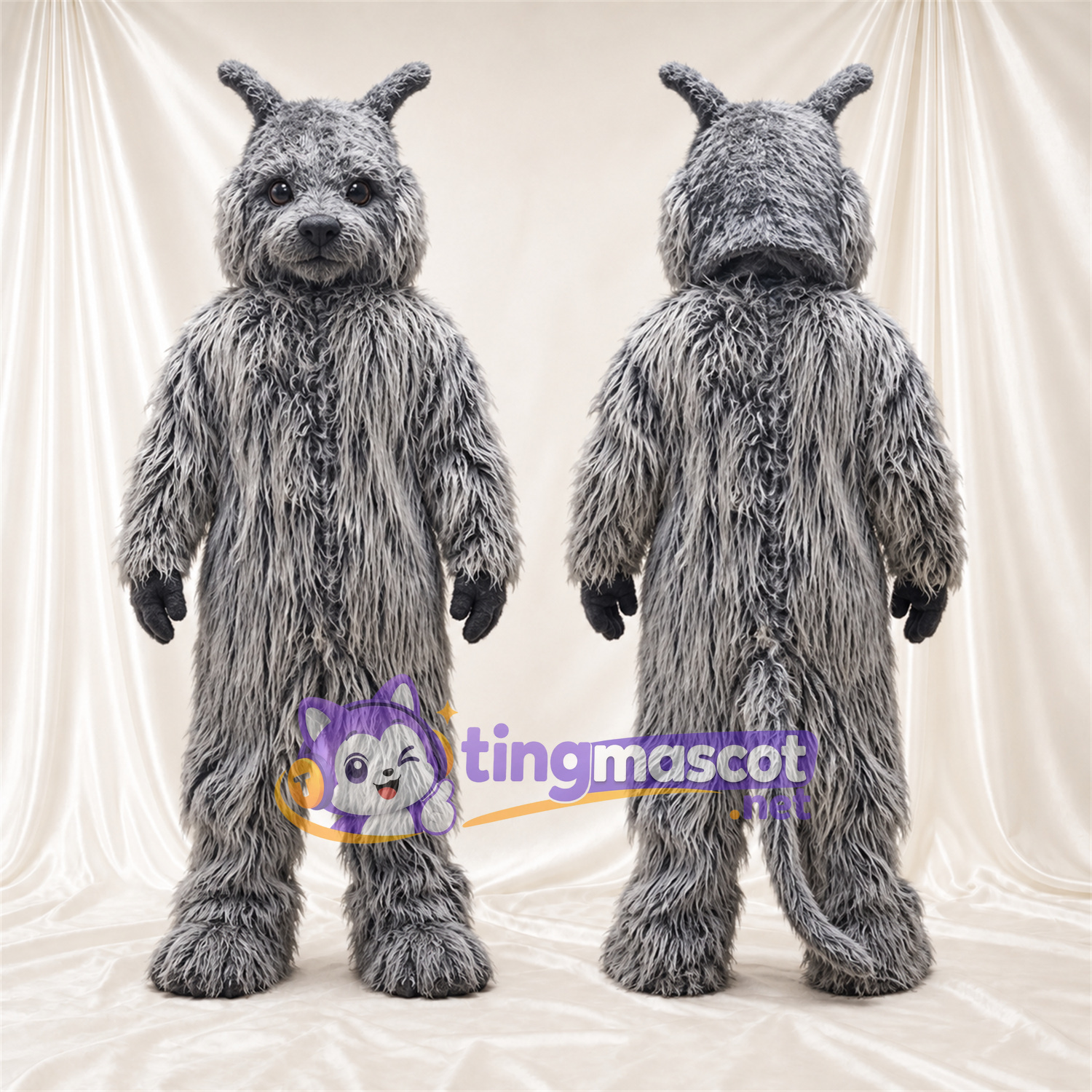 Maskottchenkostüm Hund – grau – Zottelfell Maskottchenkostüm Hund – grau – Zottelfell