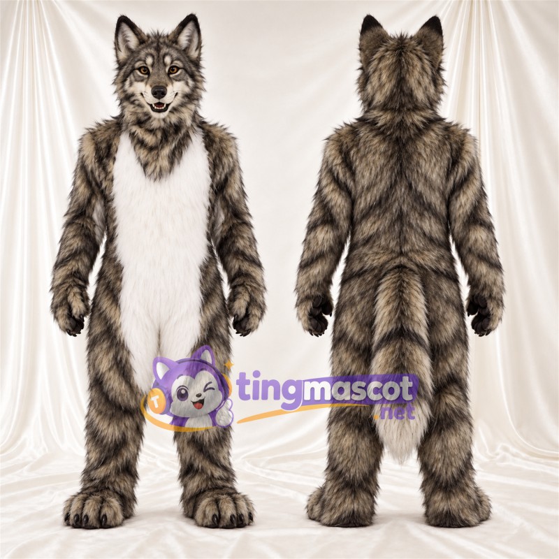 Costume de mascotte Loup – marron / blanc