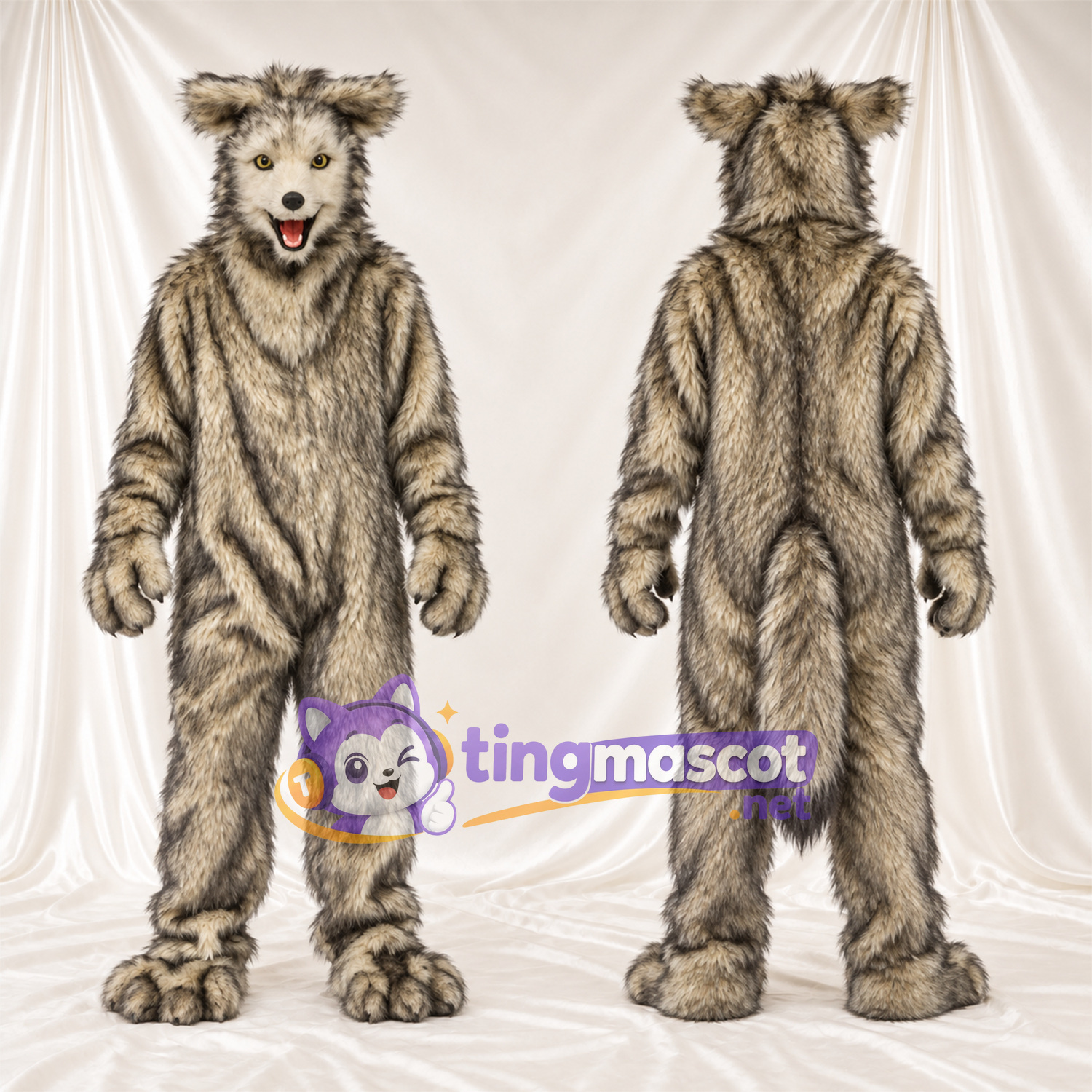 Costume de mascotte Loup – brun clair / gris Costume de mascotte Loup – brun clair / gris
