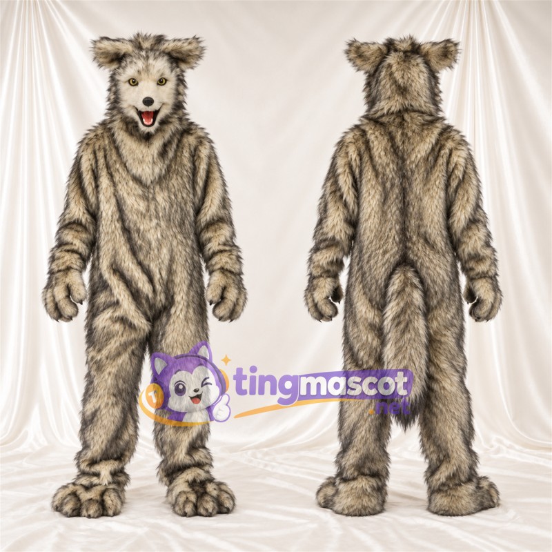 Costume de mascotte Loup – brun clair / gris