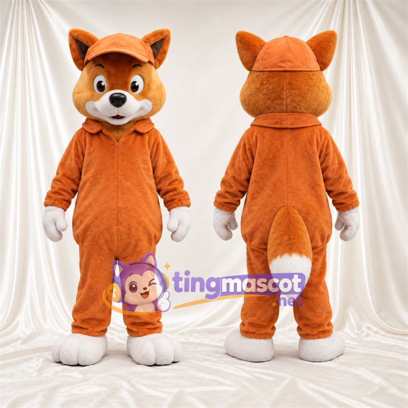 Maskottchenkostüm Fuchs – orange / weiß – Trainingsanzug (orange); Kappe