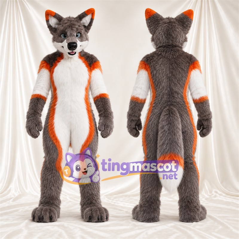 Maskottchenkostüm Fuchs – grau / orange / weiß