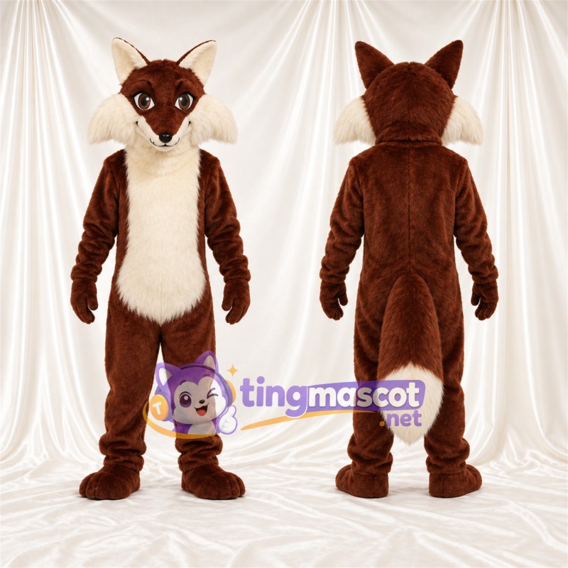Maskottchenkostüm Fuchs – braun / weiß – Bauch (creme); Wangen (weiß)