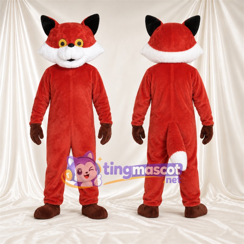 Maskottchenkostüm Fuchs – rot / weiß – Augen (gelb); Wangen (weiß)
