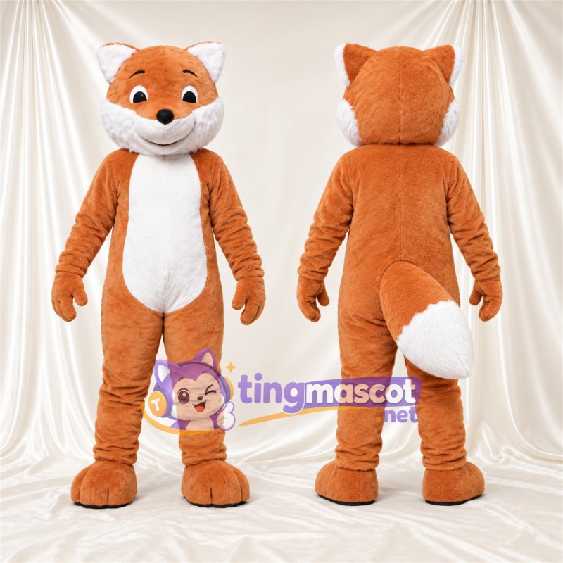 Costume de mascotte Renard – orange / blanc – Bout de la queue (blanc); Joues (blanc)