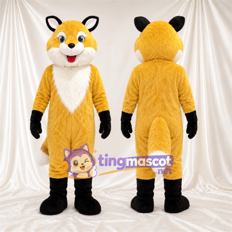 Costume de mascotte Renard – jaune / blanc – Torse (blanc); Bout de la queue (blanc)