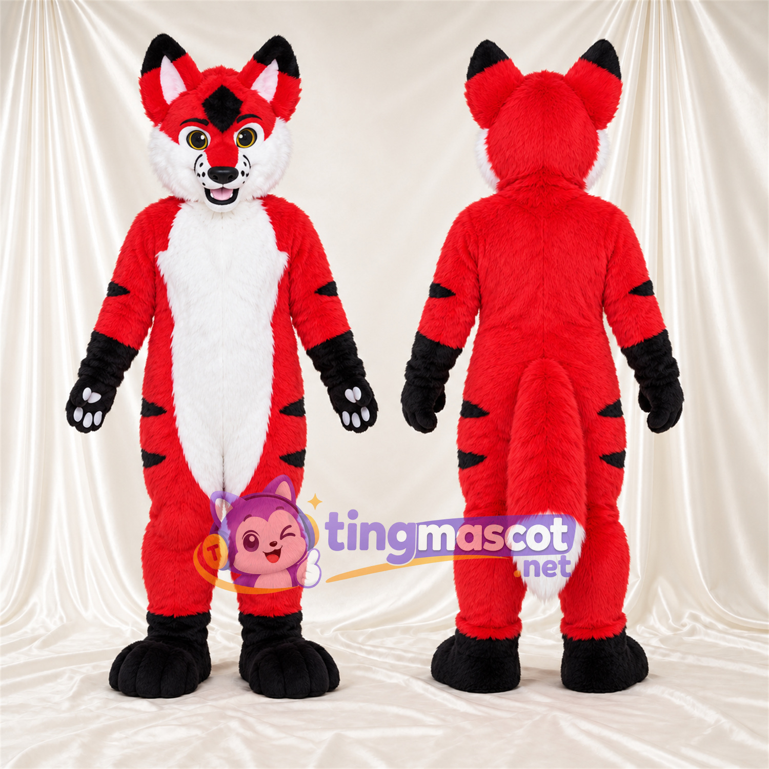 Red, White and Black Fox Mascot Costume Red, White and Black Fox Mascot Costume
