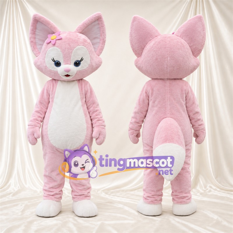 Maskottchenkostüm Fuchs – rosa / weiß – Stirnband