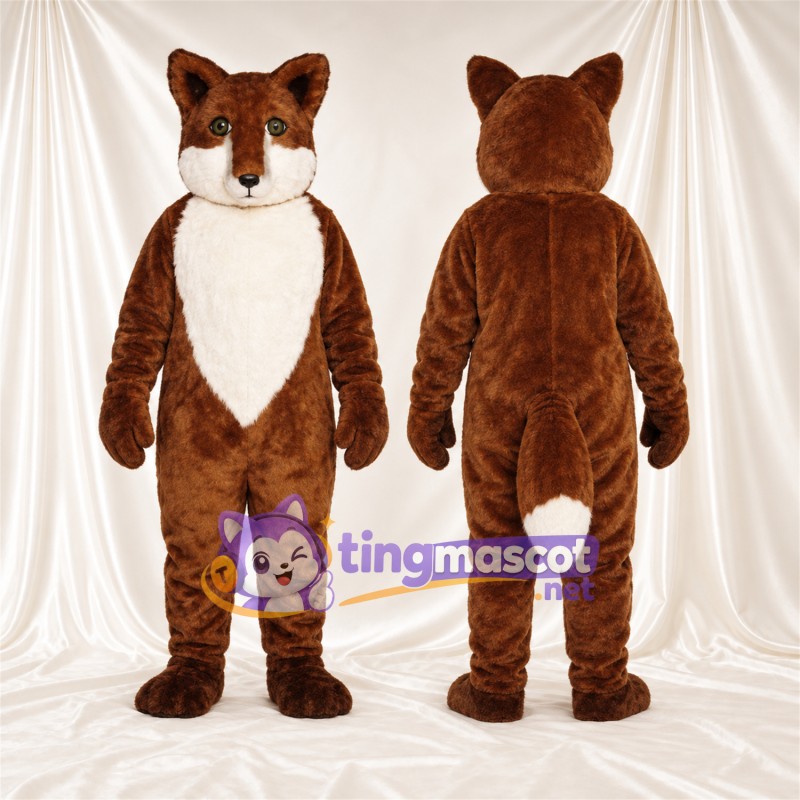 Maskottchenkostüm Fuchs – braun / weiß – Brust (weiß); Schnauze
