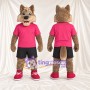 Costume de mascotte Coyote – brun clair – Chemise (rose); Short (noir)