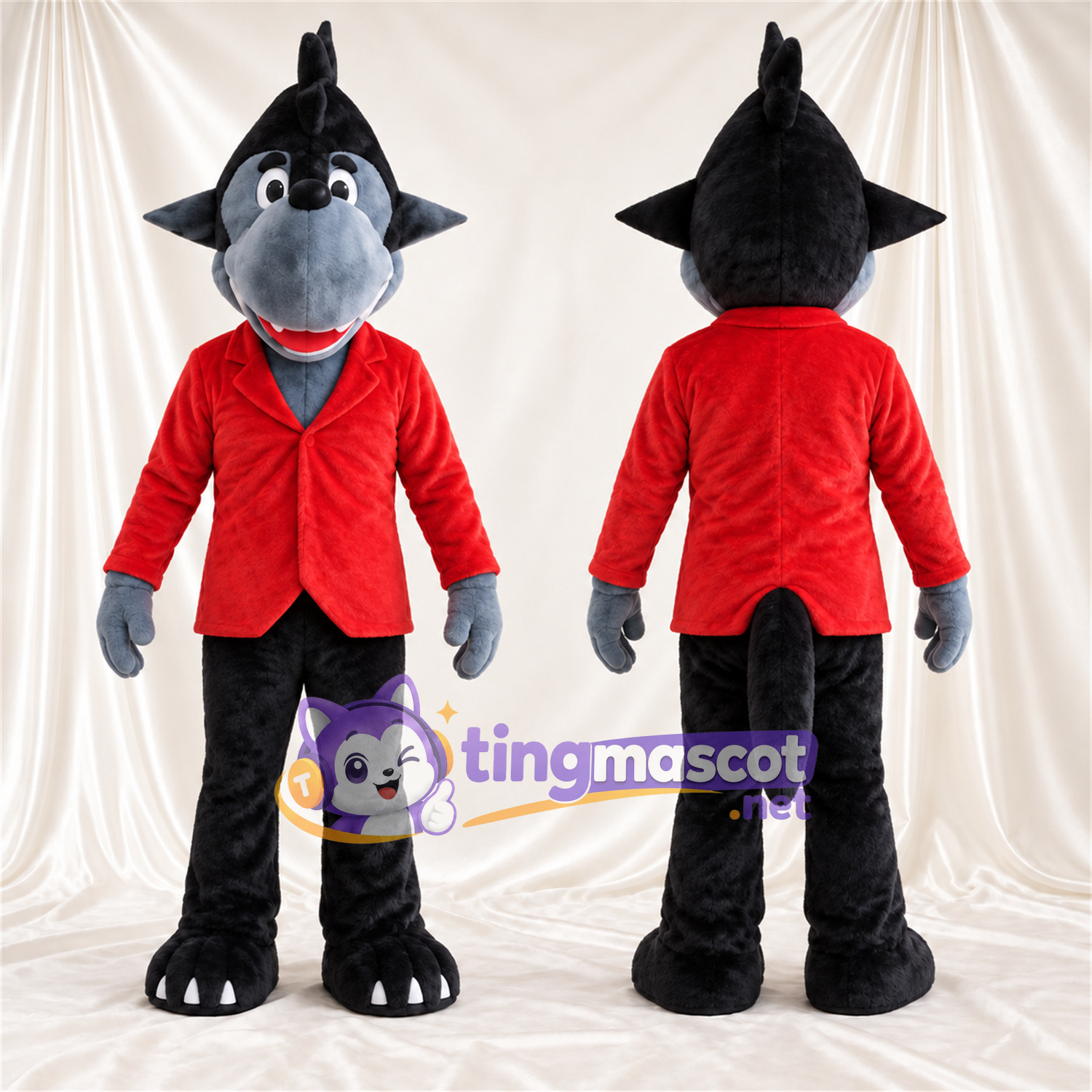 Costume de mascotte Loup – gris – Pantalon (noir) Costume de mascotte Loup – gris – Pantalon (noir)