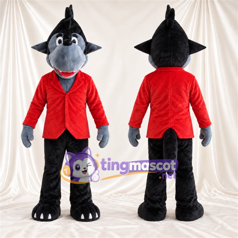 Costume de mascotte Loup – gris – Pantalon (noir)
