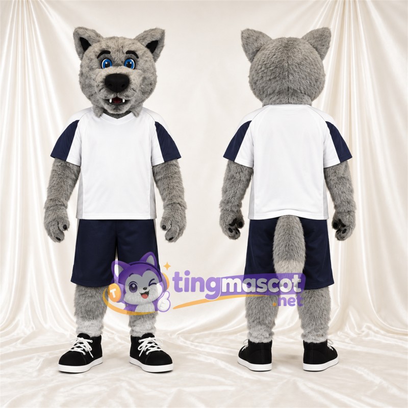 Costume de mascotte Loup – gris – Chemise (blanc); Short