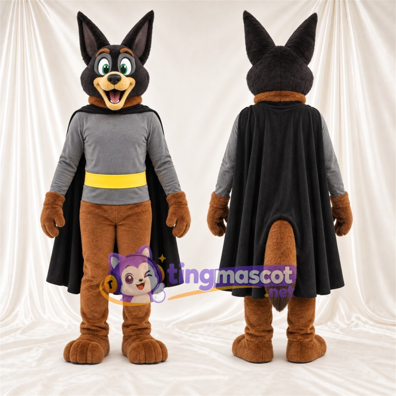 Costume de mascotte Coyote – marron / noir – Chemise; Ceinture (jaune)