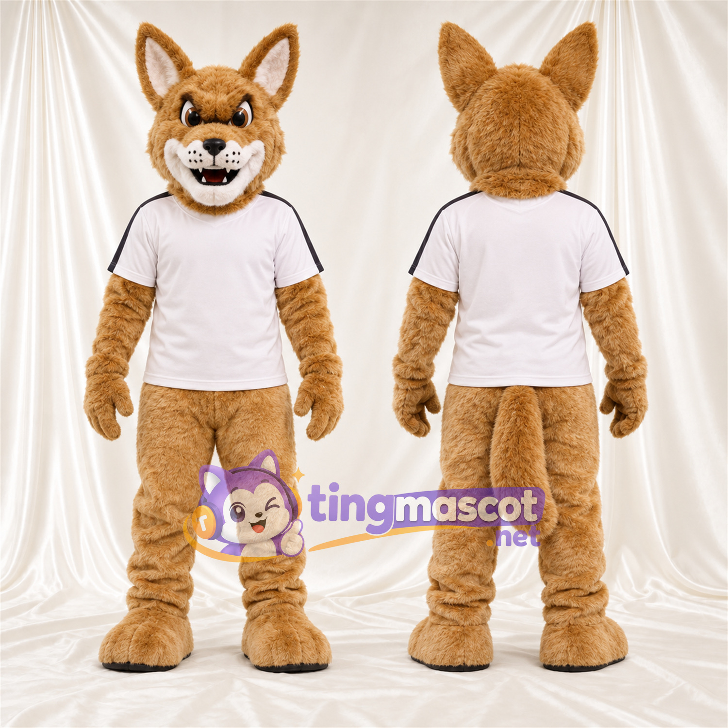 Costume de mascotte Chat – brun clair – Chemise (blanc) Costume de mascotte Chat – brun clair – Chemise (blanc)