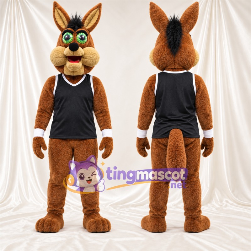 Maskottchenkostüm Kojote – braun – Tanktop (schwarz)