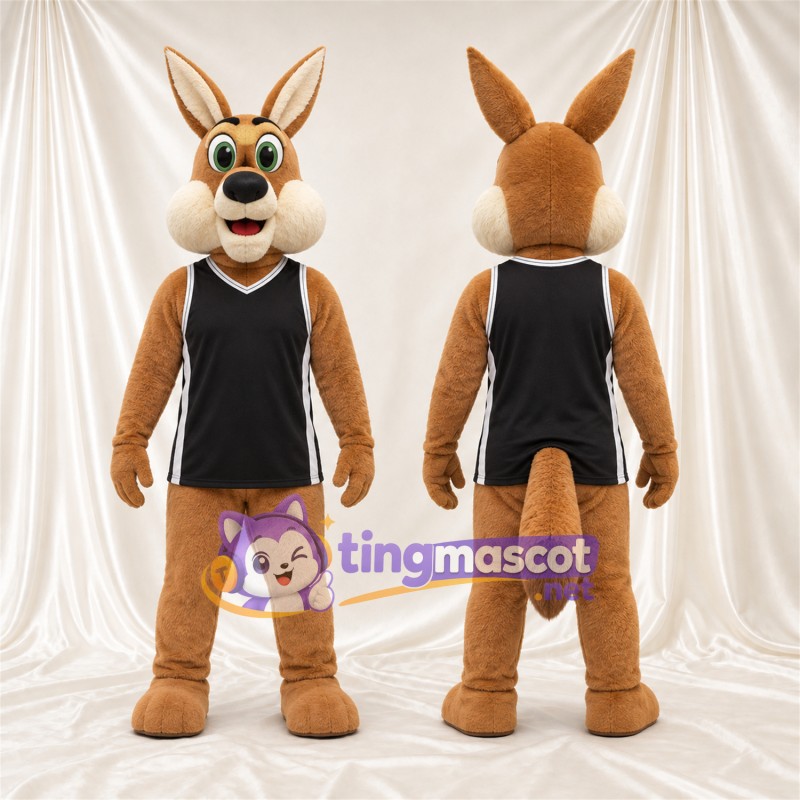 Costume de mascotte Coyote – brun clair – Débardeur (noir)
