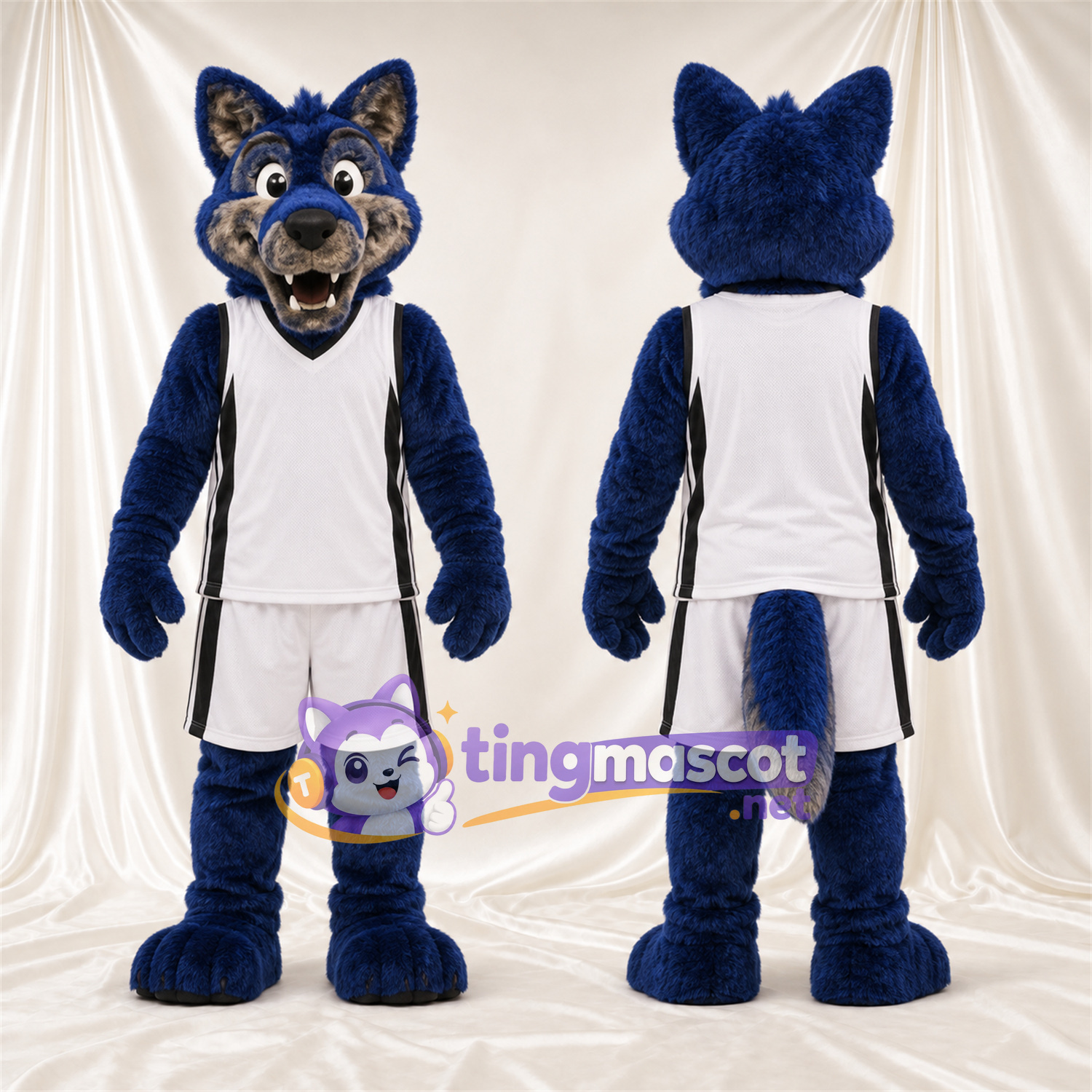 Costume de mascotte Loup – bleu – Tenue; Crocs pointus