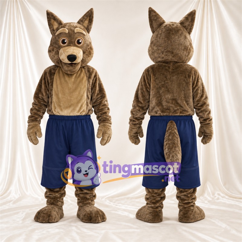 Costume de mascotte Coyote – marron – Short (bleu marine)