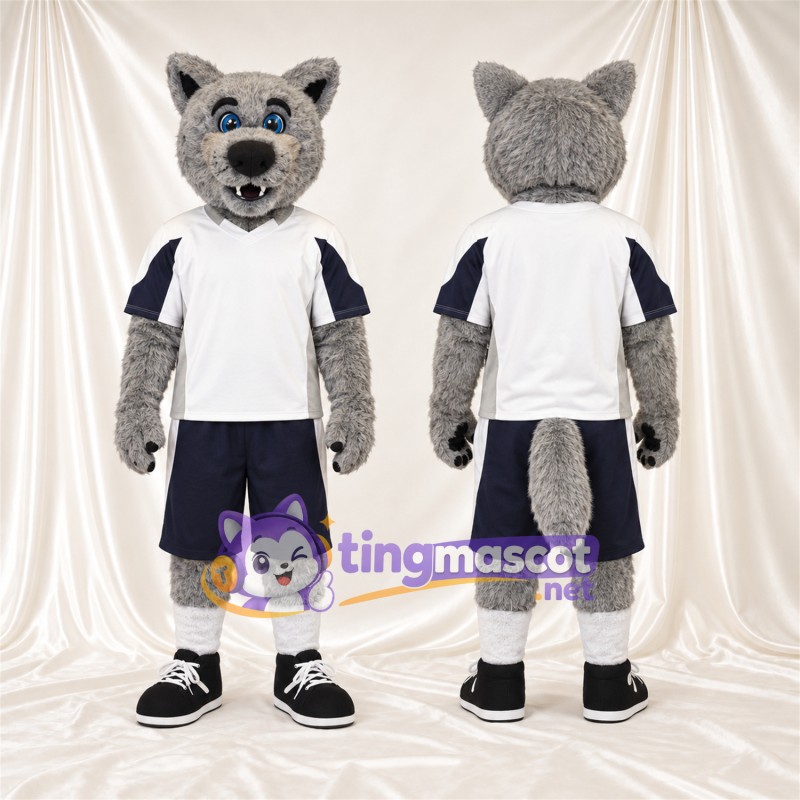 Costume de mascotte Loup – gris – Chemise (blanc); Short