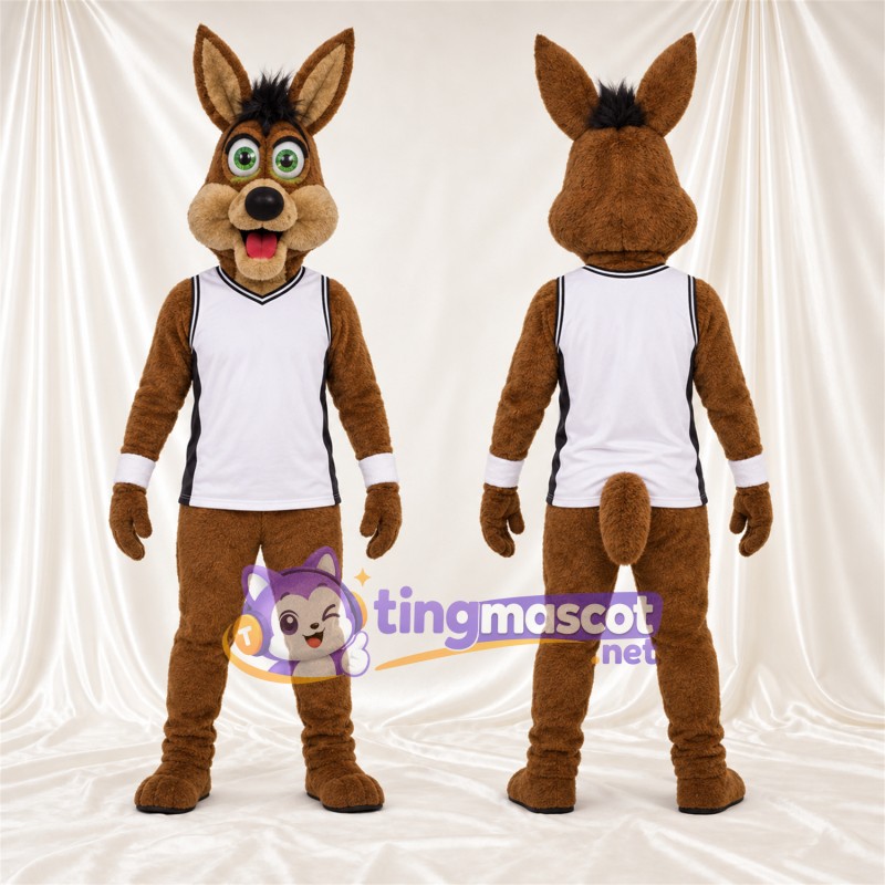 Costume de mascotte Coyote – marron – Débardeur (blanc)