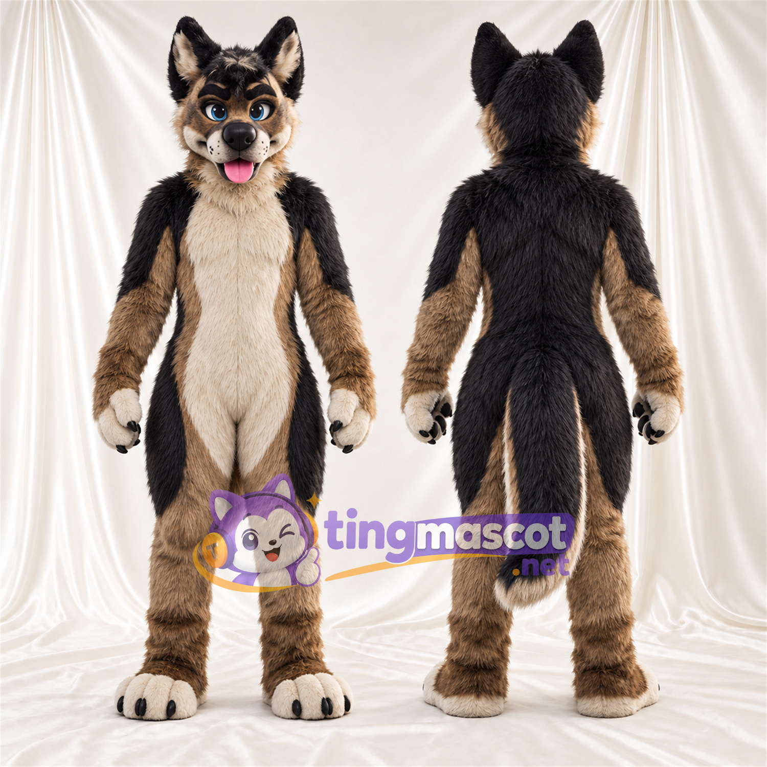Black and Tan German Shepherd Mascot Costume