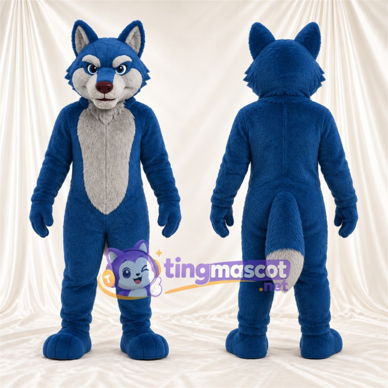 Costume de mascotte Coyote – bleu / blanc