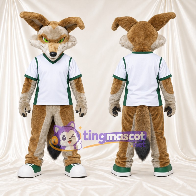 Costume de mascotte Coyote – brun clair – Chemise (blanc)