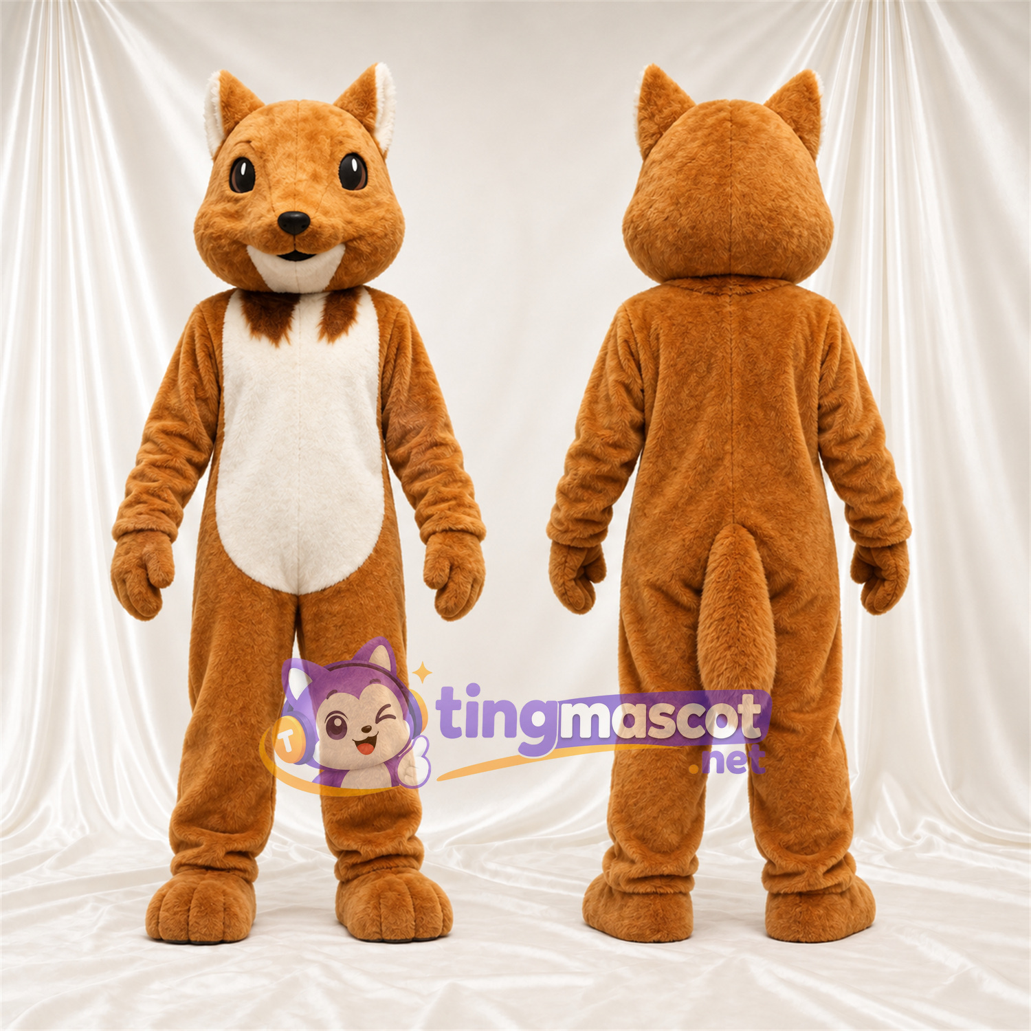 Maskottchenkostüm Fuchs – orange / weiß – Bauch (creme); Bart (weiß) Maskottchenkostüm Fuchs – orange / weiß – Bauch (creme); Bart (weiß)