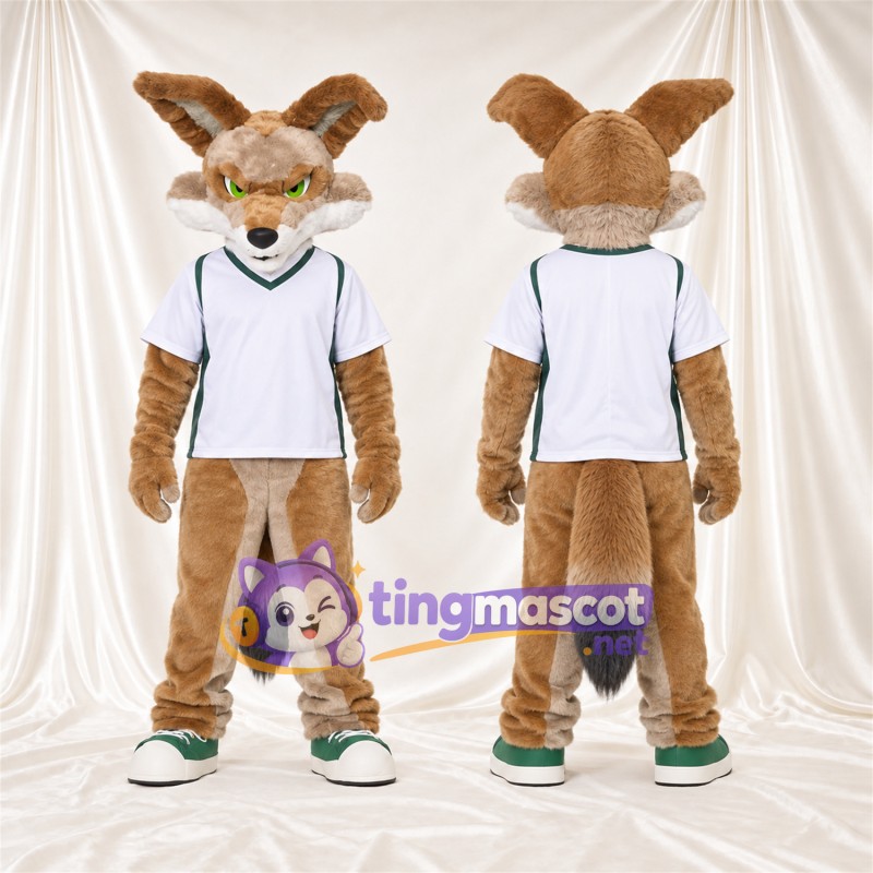 Costume de mascotte Coyote – brun clair – Chemise (blanc)