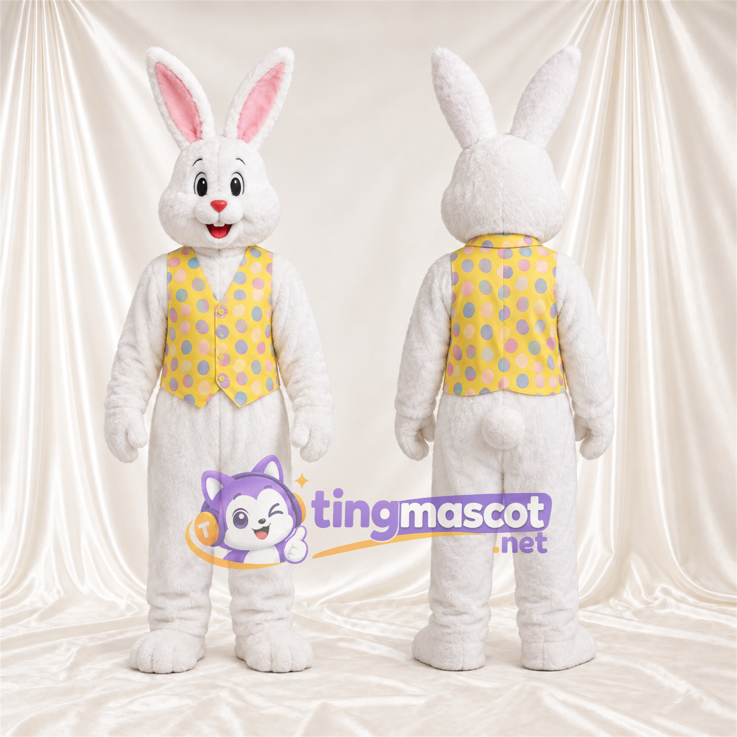 Costume de mascotte Lapin – blanc – Gilet Costume de mascotte Lapin – blanc – Gilet