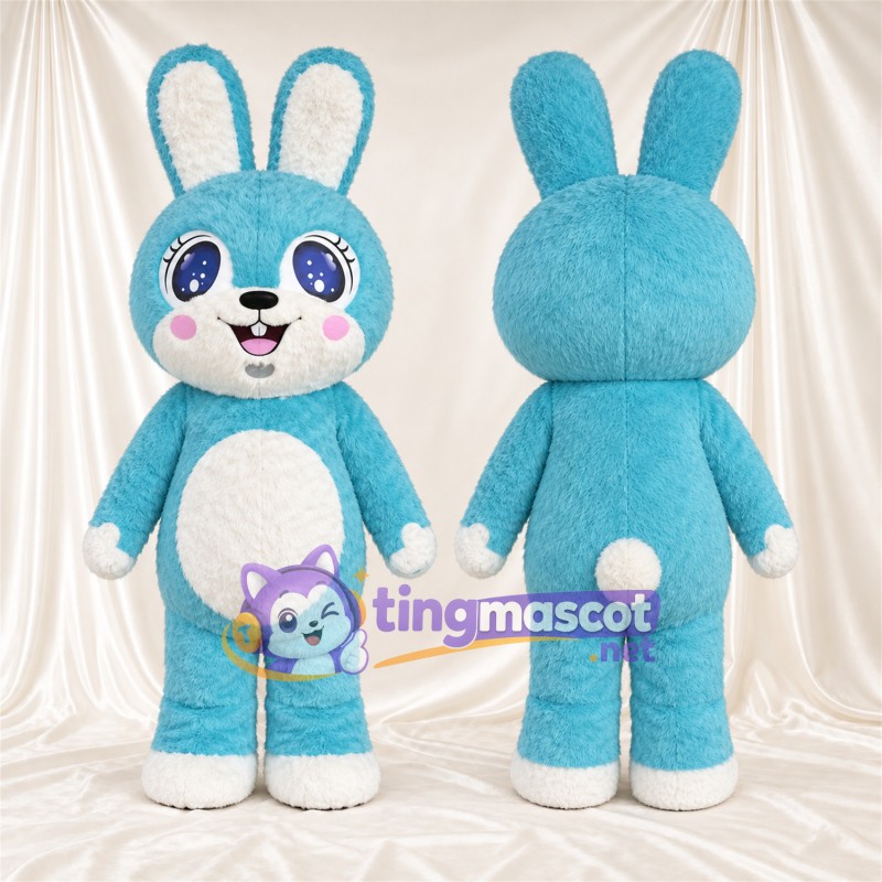 Costume de mascotte Lapin – turquoise / blanc