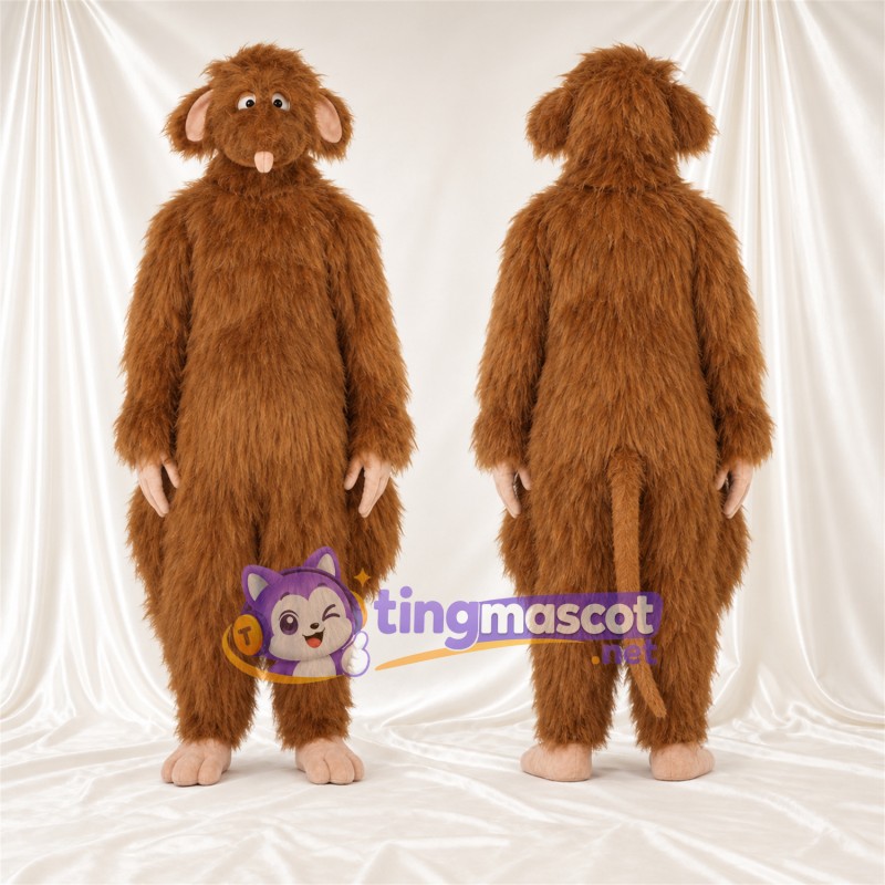 Costume de mascotte Castor – marron – Grandes incisives; Fourrure hirsute