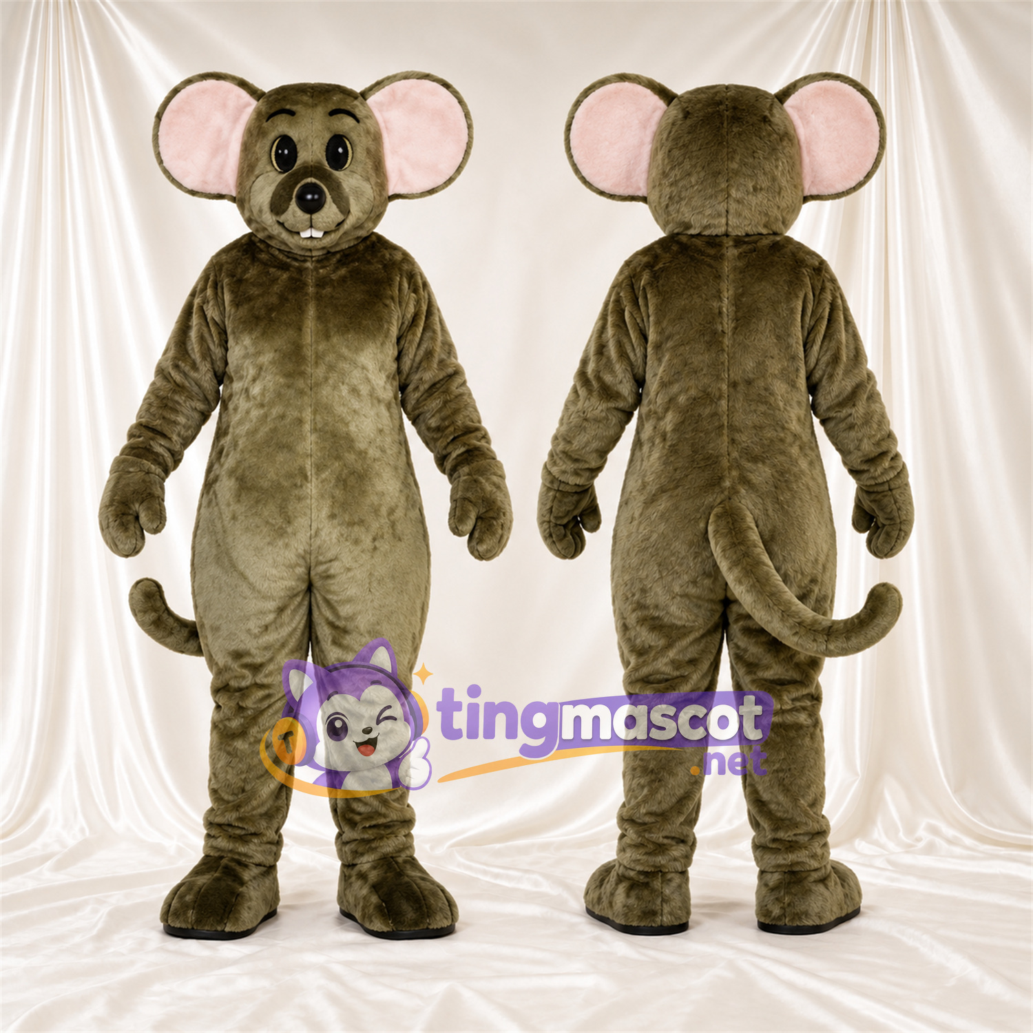Costume de mascotte Souris – vert olive Costume de mascotte Souris – vert olive