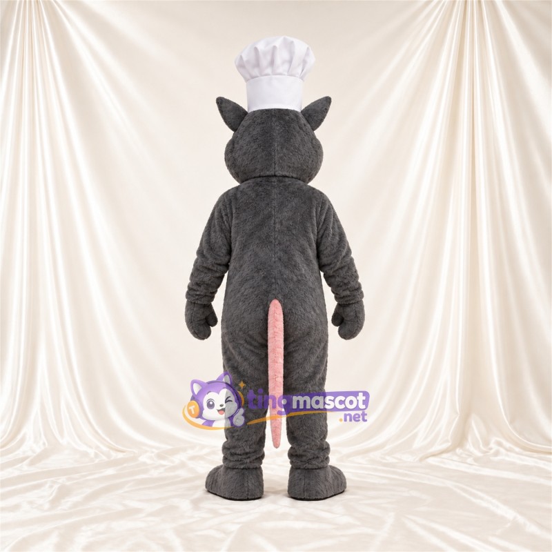 Maskottchenkostüm Ratte – grau – Kochmütze Maskottchenkostüm Ratte – grau – Kochmütze