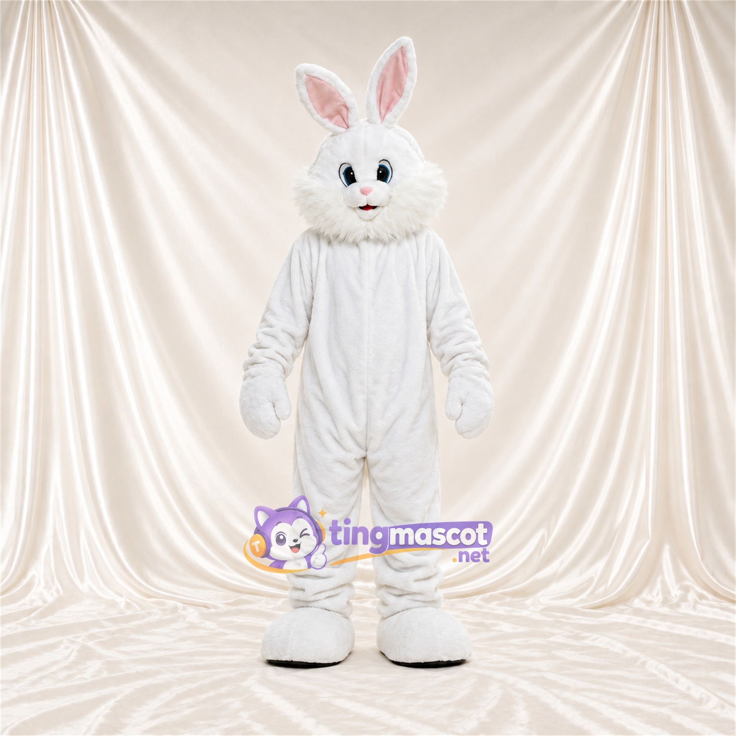 Maskottchenkostüm Hase – weiß – Lange Ohren; Ohreninnenseiten (rosa) Maskottchenkostüm Hase – weiß – Lange Ohren; Ohreninnenseiten (rosa)