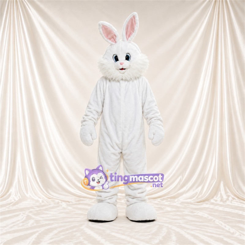 Maskottchenkostüm Hase – weiß – Lange Ohren; Ohreninnenseiten (rosa) Maskottchenkostüm Hase – weiß – Lange Ohren; Ohreninnenseiten (rosa)