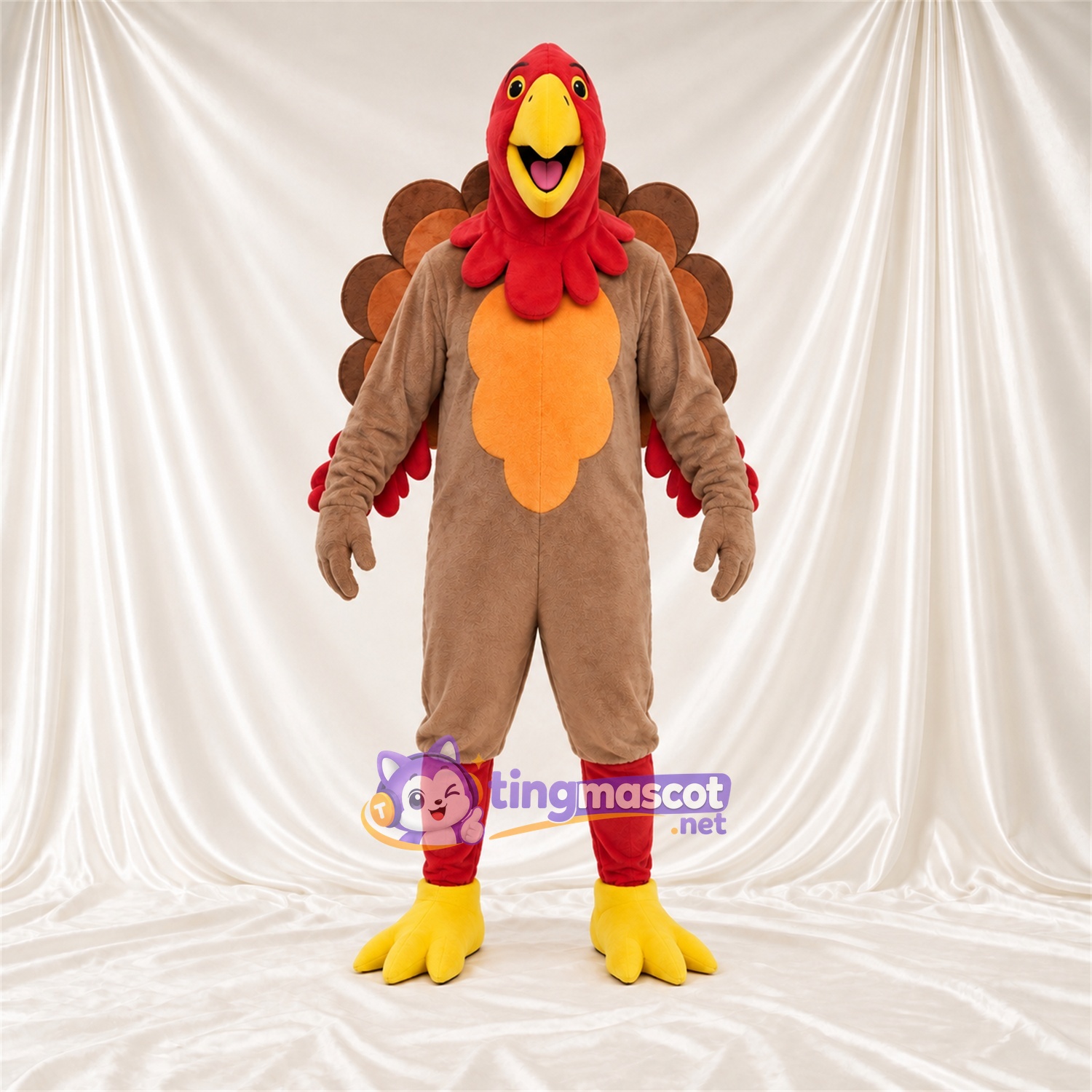 Brown Turkey Mascot Costume - Red Head Brown Turkey Mascot Costume - Red Head